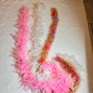 3 Preowned Feather Boas 1 Pink 1 White 1 Multicolor Good Quality Natural Soft